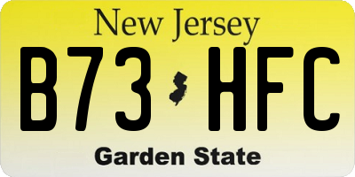NJ license plate B73HFC
