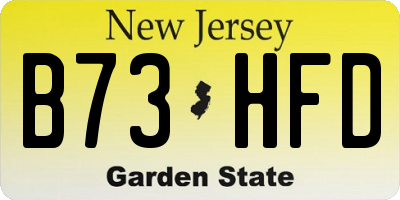 NJ license plate B73HFD
