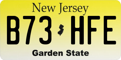 NJ license plate B73HFE