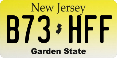 NJ license plate B73HFF