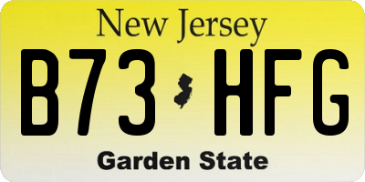 NJ license plate B73HFG