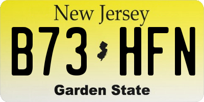 NJ license plate B73HFN