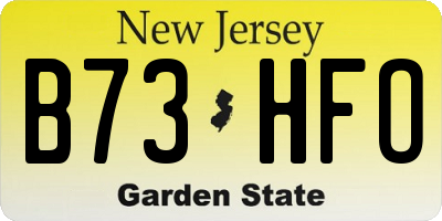 NJ license plate B73HFO