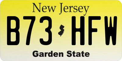 NJ license plate B73HFW