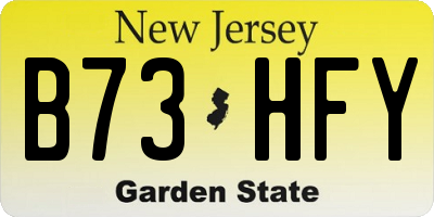 NJ license plate B73HFY