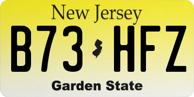 NJ license plate B73HFZ