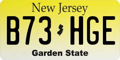 NJ license plate B73HGE
