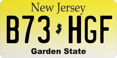 NJ license plate B73HGF