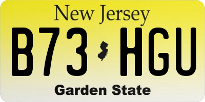 NJ license plate B73HGU