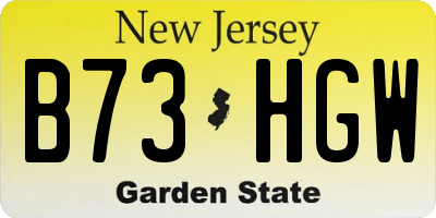NJ license plate B73HGW