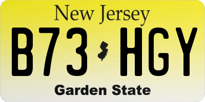 NJ license plate B73HGY