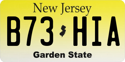 NJ license plate B73HIA