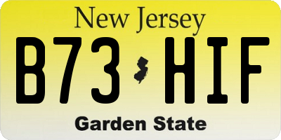 NJ license plate B73HIF