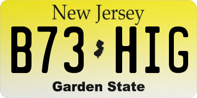 NJ license plate B73HIG