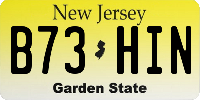 NJ license plate B73HIN