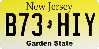 NJ license plate B73HIY