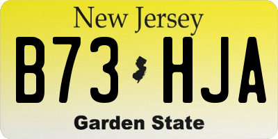 NJ license plate B73HJA