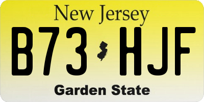 NJ license plate B73HJF