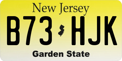 NJ license plate B73HJK