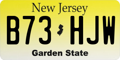 NJ license plate B73HJW