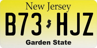 NJ license plate B73HJZ