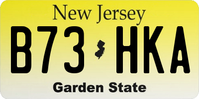 NJ license plate B73HKA