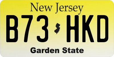 NJ license plate B73HKD