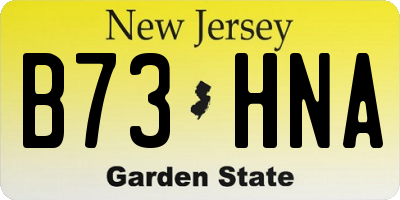 NJ license plate B73HNA