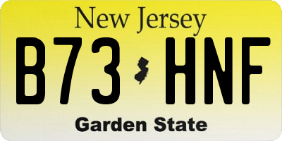 NJ license plate B73HNF