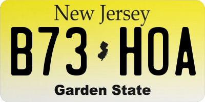 NJ license plate B73HOA