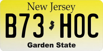 NJ license plate B73HOC