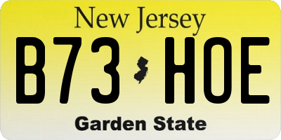 NJ license plate B73HOE