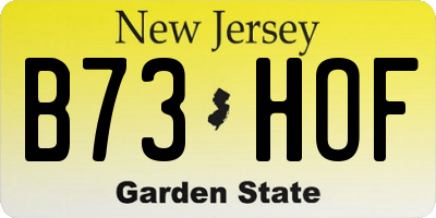 NJ license plate B73HOF