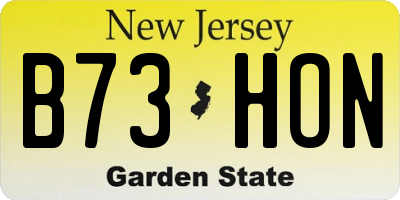NJ license plate B73HON