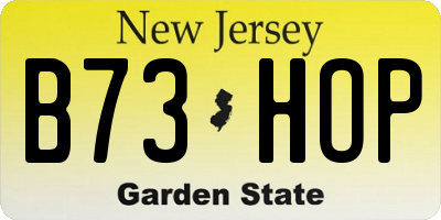 NJ license plate B73HOP