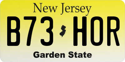 NJ license plate B73HOR