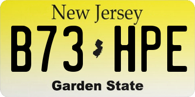 NJ license plate B73HPE
