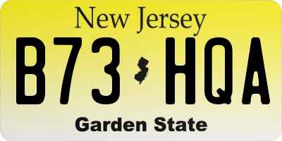NJ license plate B73HQA