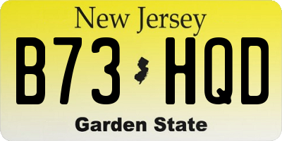 NJ license plate B73HQD