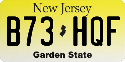 NJ license plate B73HQF