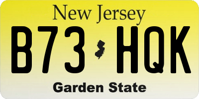 NJ license plate B73HQK