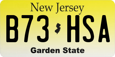 NJ license plate B73HSA