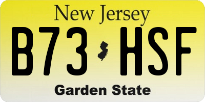 NJ license plate B73HSF