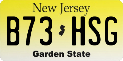 NJ license plate B73HSG