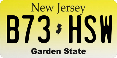 NJ license plate B73HSW
