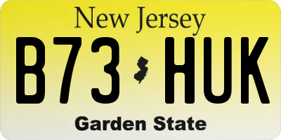 NJ license plate B73HUK