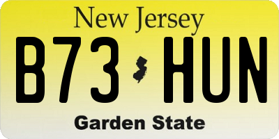 NJ license plate B73HUN