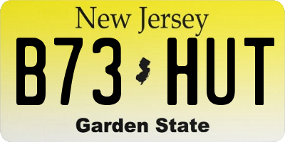 NJ license plate B73HUT