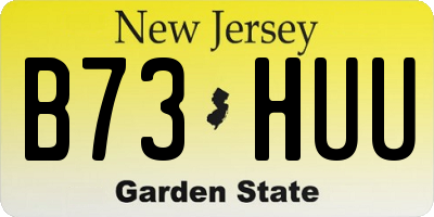 NJ license plate B73HUU