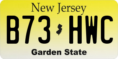 NJ license plate B73HWC